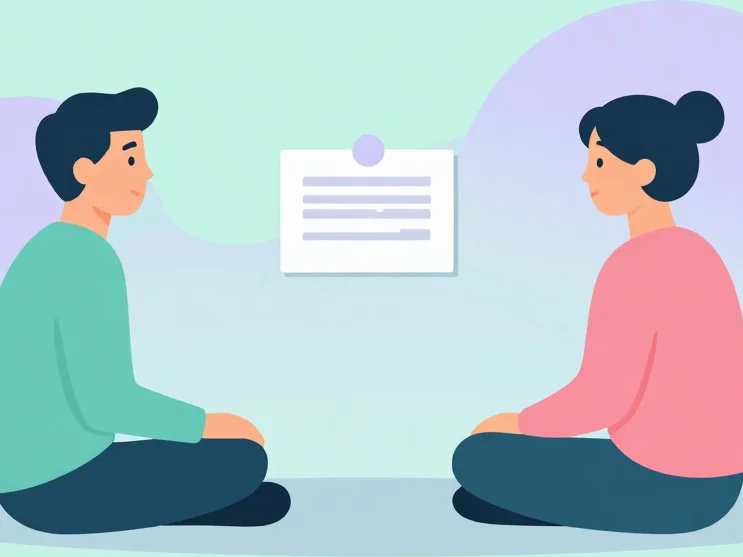 Flat vector illustration of two adults in a relaxed conversation